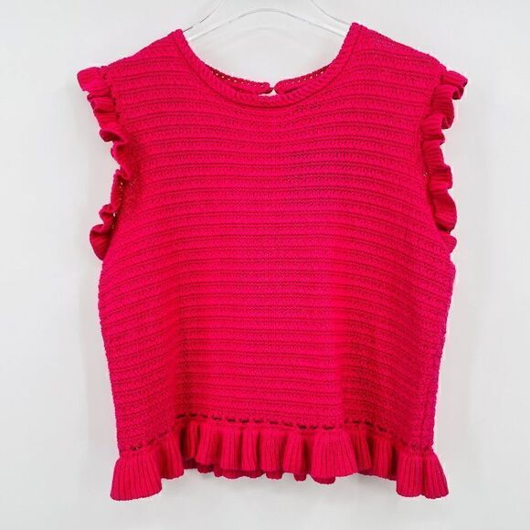 NWT Marc New York Size XL Pink Sleeveless Ruffle Knit Sweater Top - Picture 1 of 9